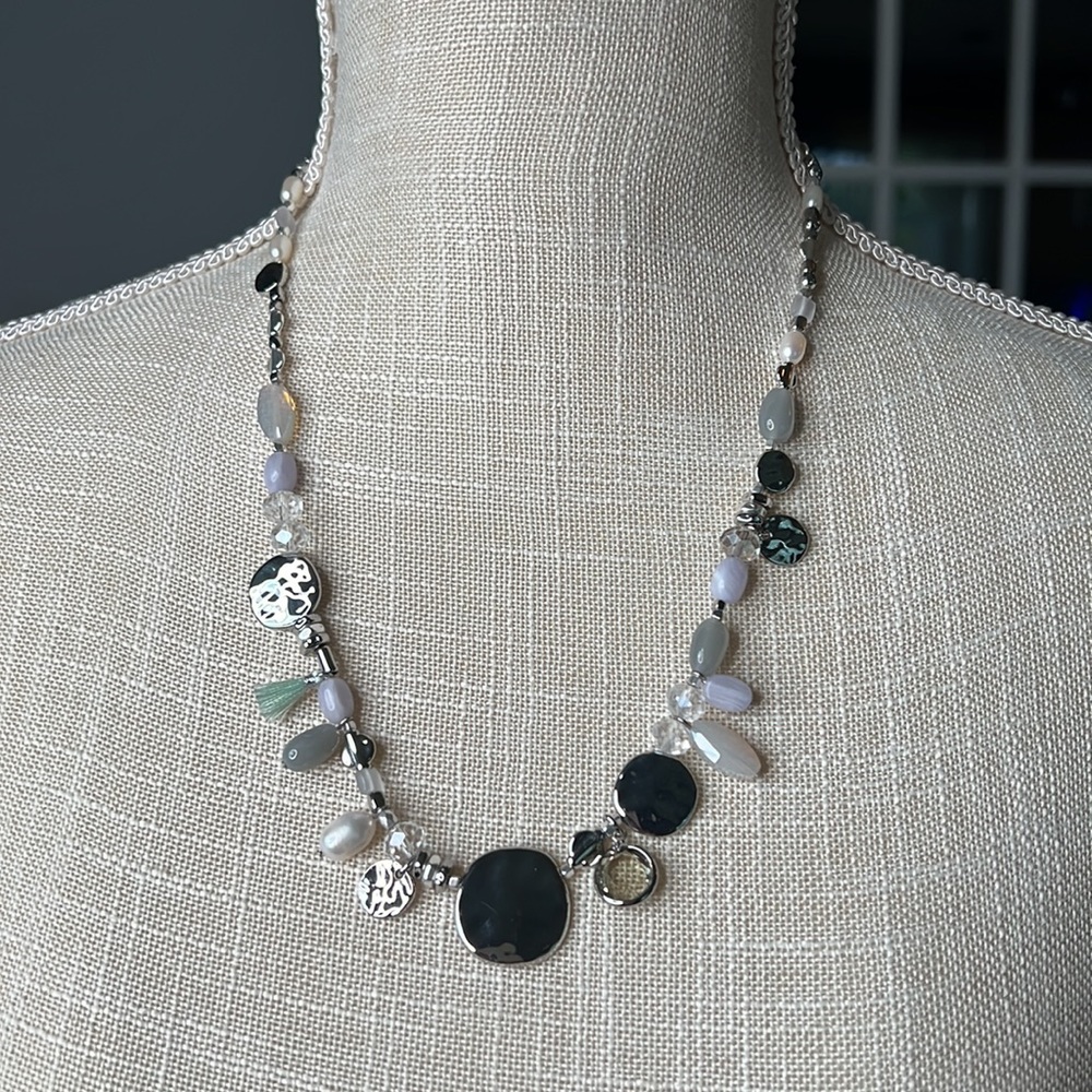 💧STELLA&DOT Metal Bubbles mini statement necklace silver